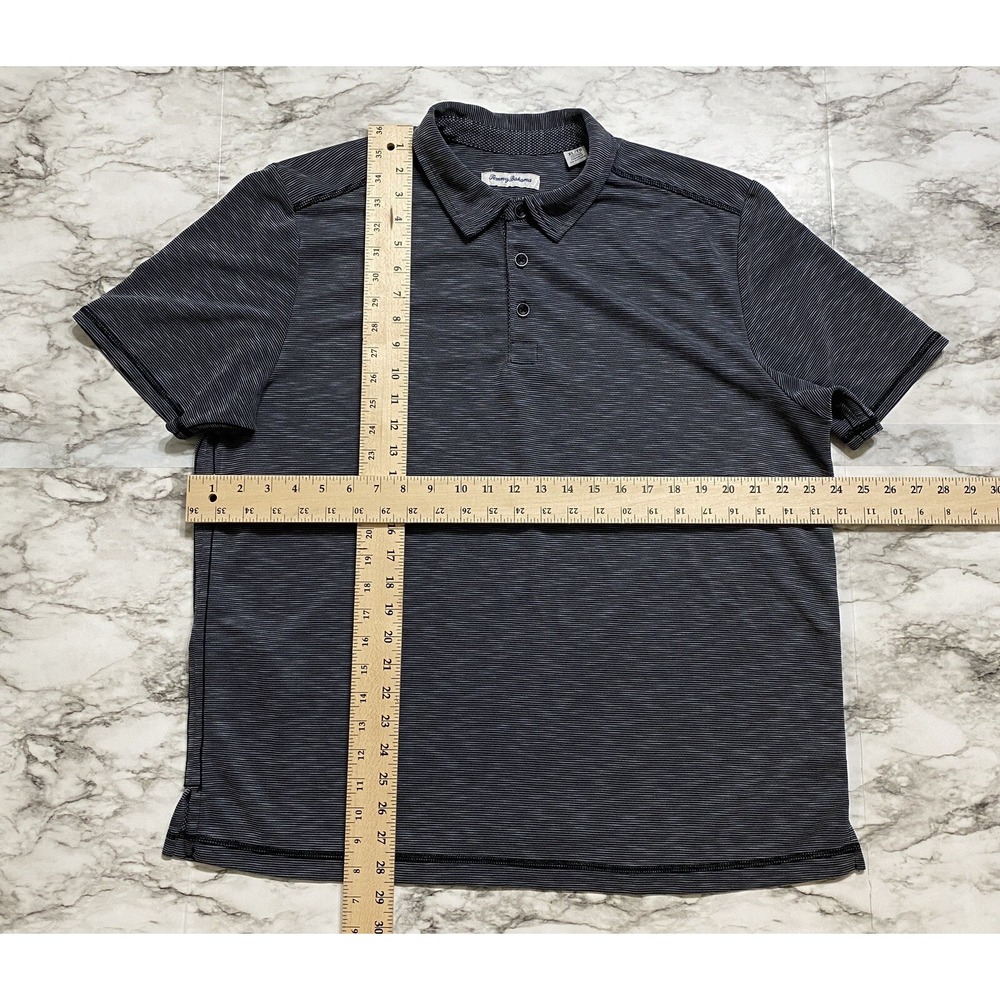 Tommy Bahama Men's Polo Shirt XL Gray Pinstripe Short Sleeve Tencel Lyocell - Picture 7 of 9